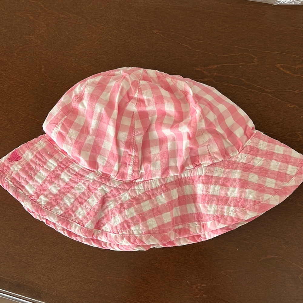 Pink Chicken Baby Sun Hat - Pink Gingham